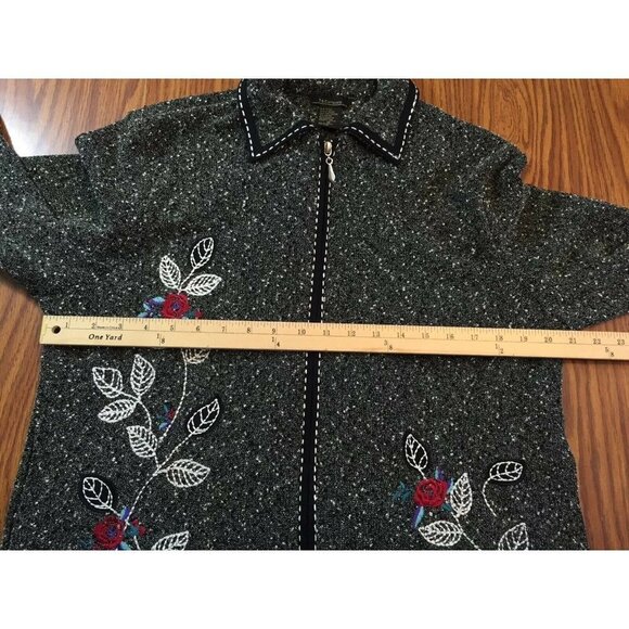 Y2K Jacket Women's Medium Zip Blazer Embroidered Floral Cottagecore Fairy Boho - Picture 4 of 11